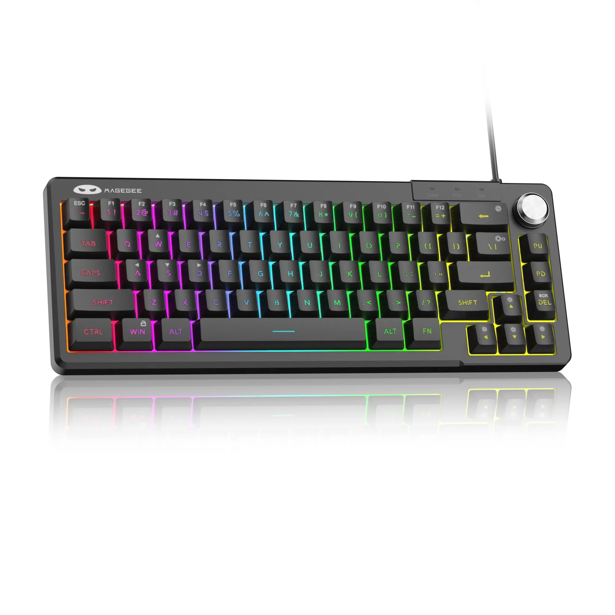 TS68 68-Key 65% Layout Compact Mechanical Keyboard with RGB Backlight, Wired Connection, Ergonomic Knob Control, OEM Profile, Anti-Ghosting, Portable