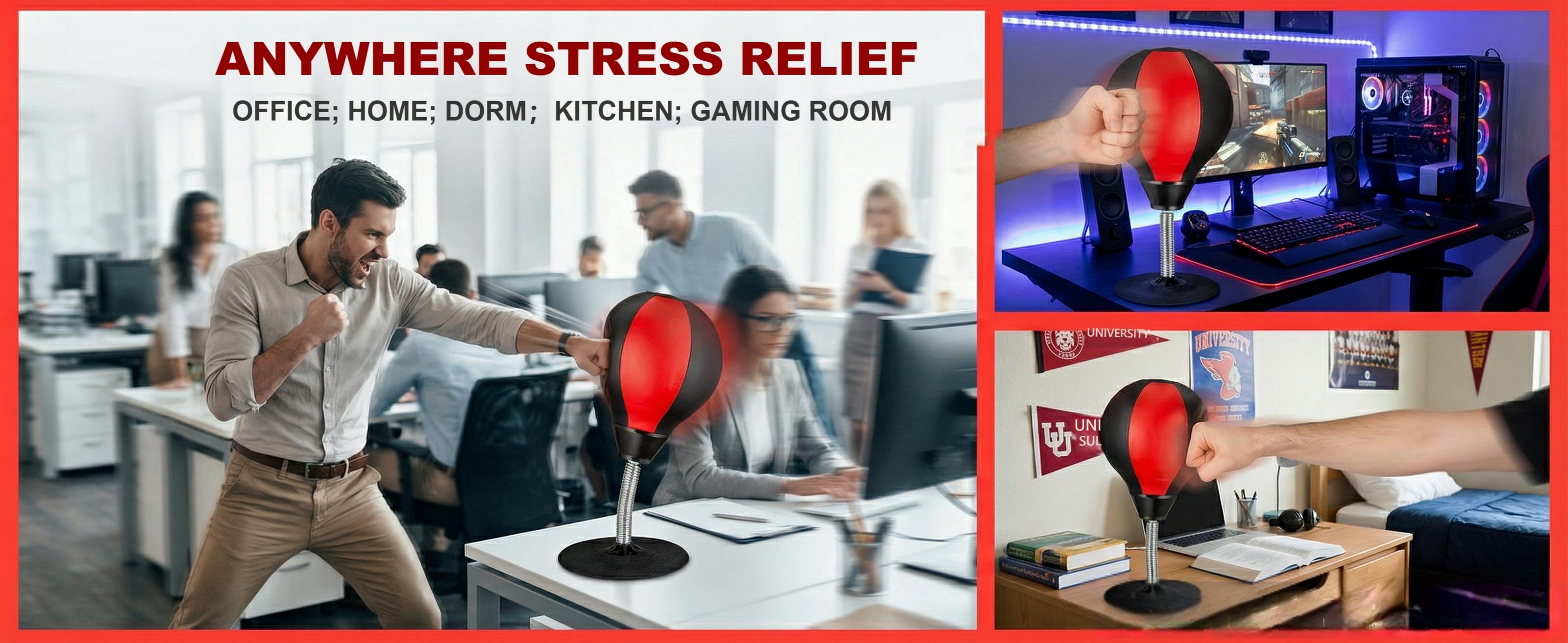 Stress Buster Desktop Punching Bag - Suctions to Your Desk, White Elephant Gifts for Coworker Men and Women, Heavy Duty Stress Relief Ball, Gag Gifts Funny Desk