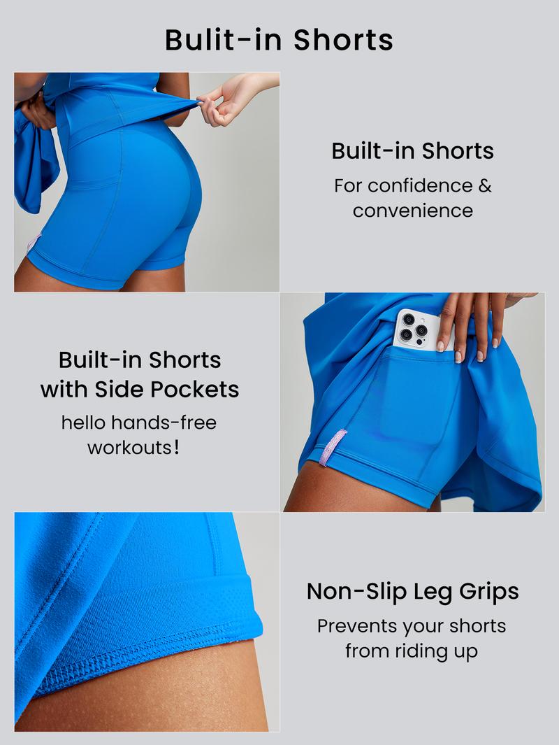 GLOWMODE FeatherFit-Air Peekaboo Mini Dress With Built-In Shorts Pocket Square Neck Anti-Slip Cisscross Dress TikTokShopBlackFriday