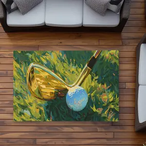 MWW C1ROAR35G6F2TL 3 x 5 ft. Golden Club - Gold Illustrative Outdoor Rectangle Area Rug for Home Decor