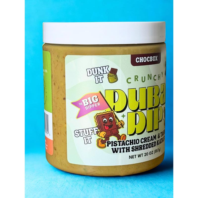 Chocbox Dubai Dip & Cookie Butter Crunch - Pistachio Cream & Tahini Mix / Cookie Butter + Crunchy Kataifi - 8oz & 20oz