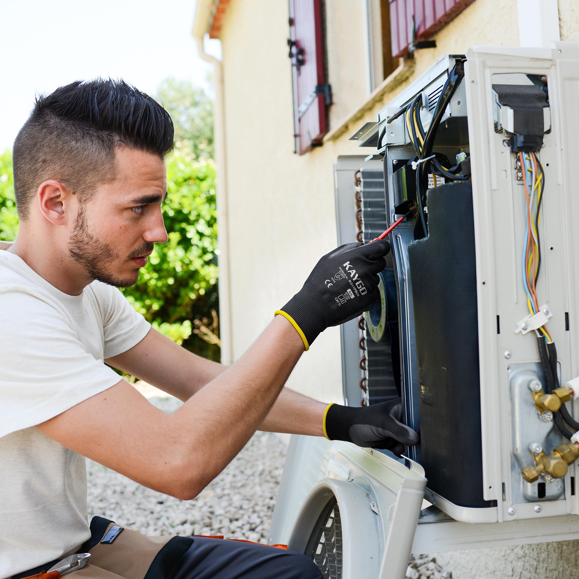 KAYGO  Breathable PU Coated Gloves for Gardeners, HVAC installer,DIY Users, Warehouse Workers and Mechanics, Perfect for Yard Cleanup, Material Handling, Home Projects, Garage Work and Everyday Grip Tasks