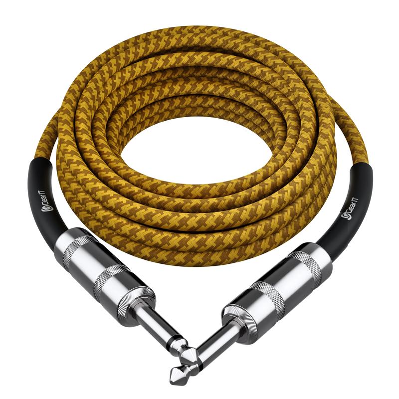 Straight 1/4 Inch Male to Male Guitar Instrument Cable, Yellow