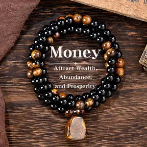 Money Attraction Necklace with Tiger Eye Pendant Healing Crystal Stone ，obsidian，Anniversary, Vacation &Theme Parties Jewelry Charms Abundance Crystal bracelet，Long Chain，Sweater chain，Ideal Gift Jewelry for Men and Women
