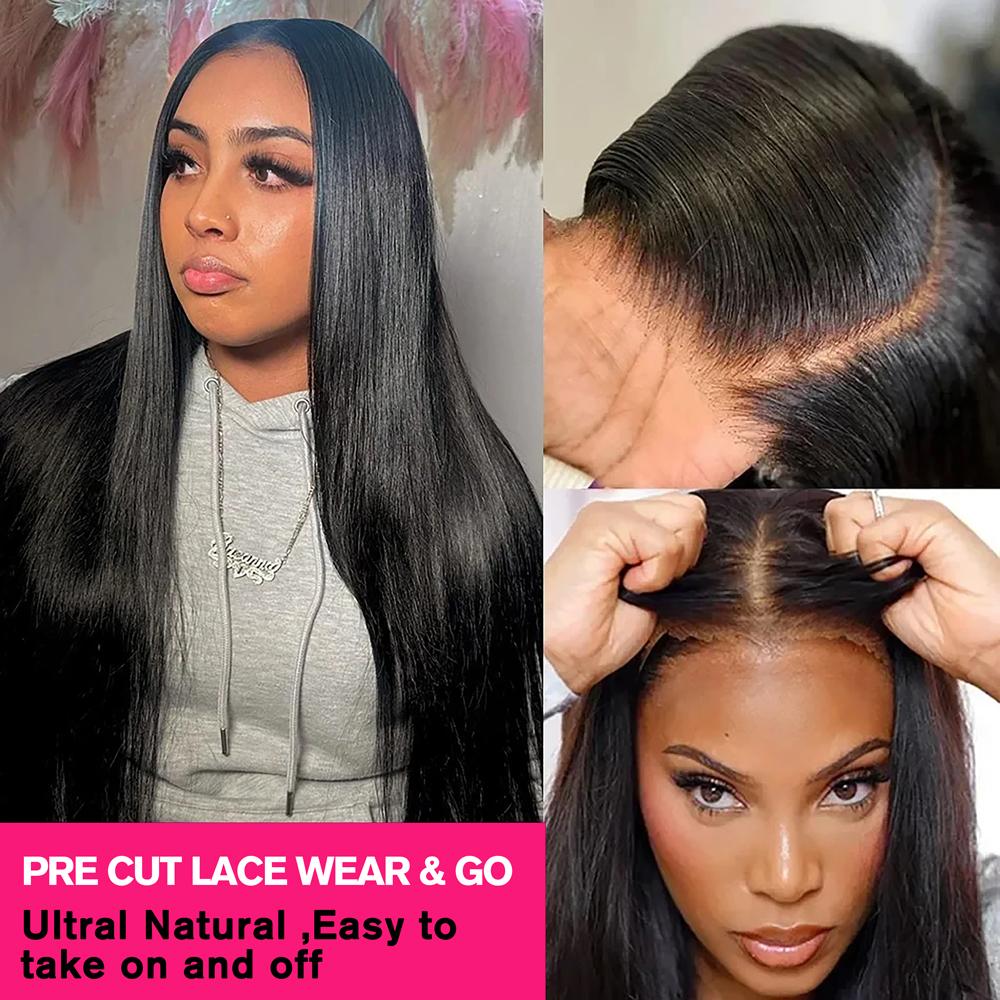 Bling Hair Wear and Go Glueless Straight Human Hair Wigs 180 Density Silky Straight 9x6 7x5 5x5 6x4 Hd Lace Closure Wig Human Hair PrePlucked Brazilian Hair For Women TikTokShopBlackFriday