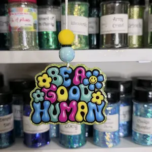 Ready to ship - Rearview Mirror Car Charm - Glitter Resin Art with Breakaway Clasp