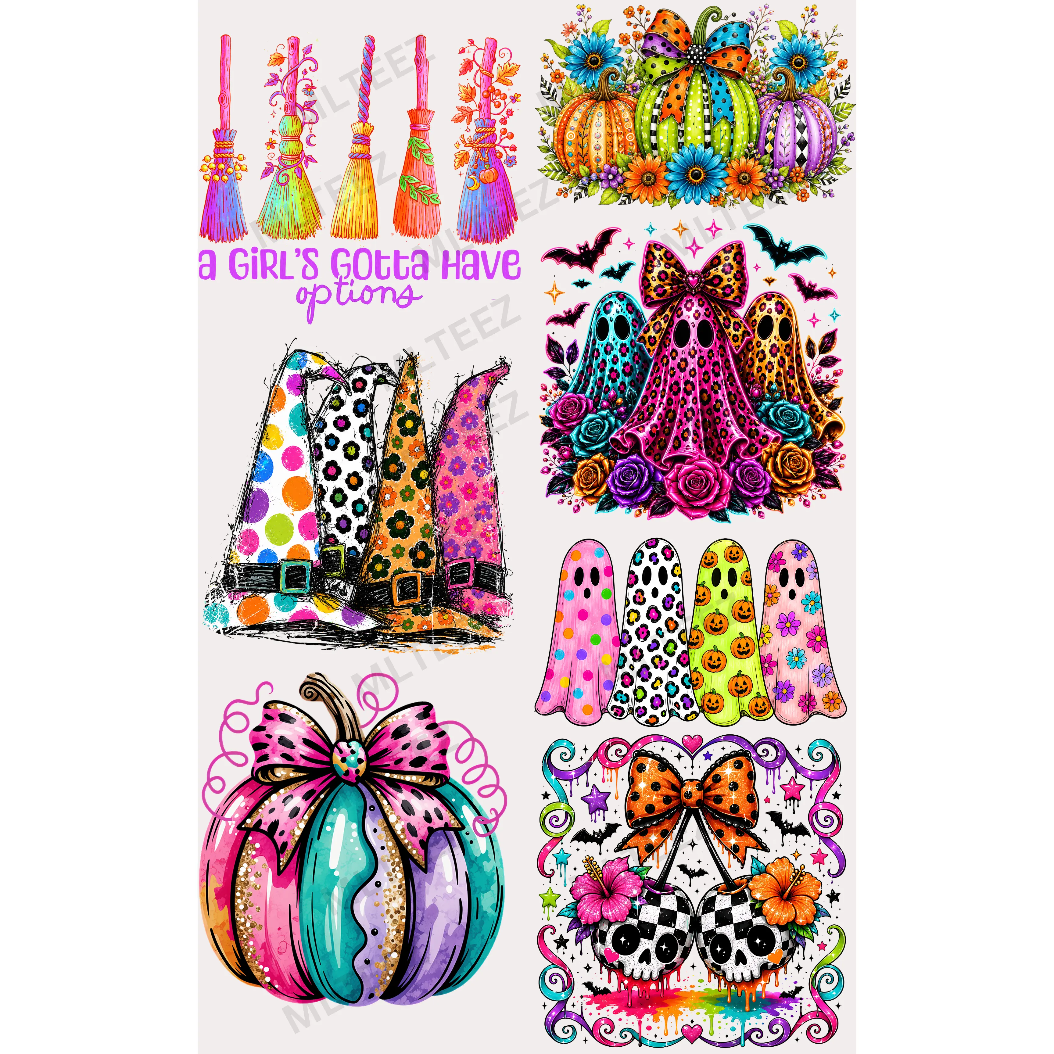 NEON HALLOWEEN (1) PREMADE GANGSHEET - 22X36 DTF TRANSFERS - DIRECT TO FILM