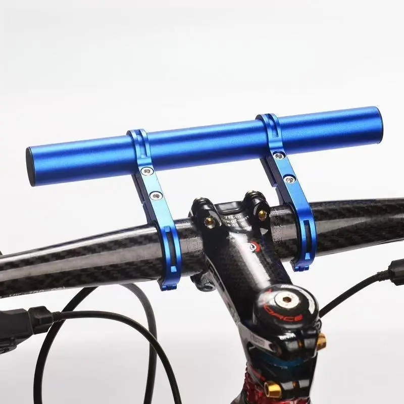 Aluminum Alloy Bike Handlebar Extender - Lightweight Durable Double Extension, Thick Rubber Straps & Gaskets for GPS Phone Mount, Speedometer