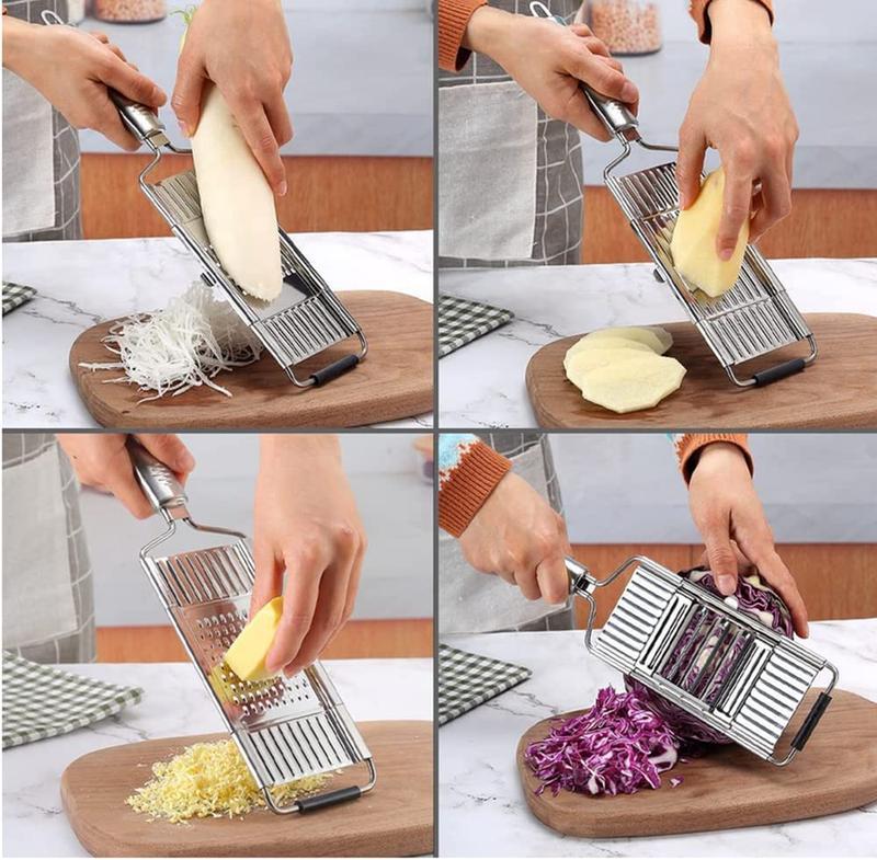 Stainless Steel 4 in 1 Multi-Purpose Vegetable Slicer,with 4 Adjustable Blades for Various Vegetables，An excellent gift choice for Christmas and New Year.