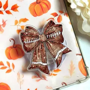 Trendy Coquette Football Bow Disco Ball Magsafe Phone Grip Detachable Magnetic Kickstand, Cute Sport Aesthetic Game Day Gift For Fans