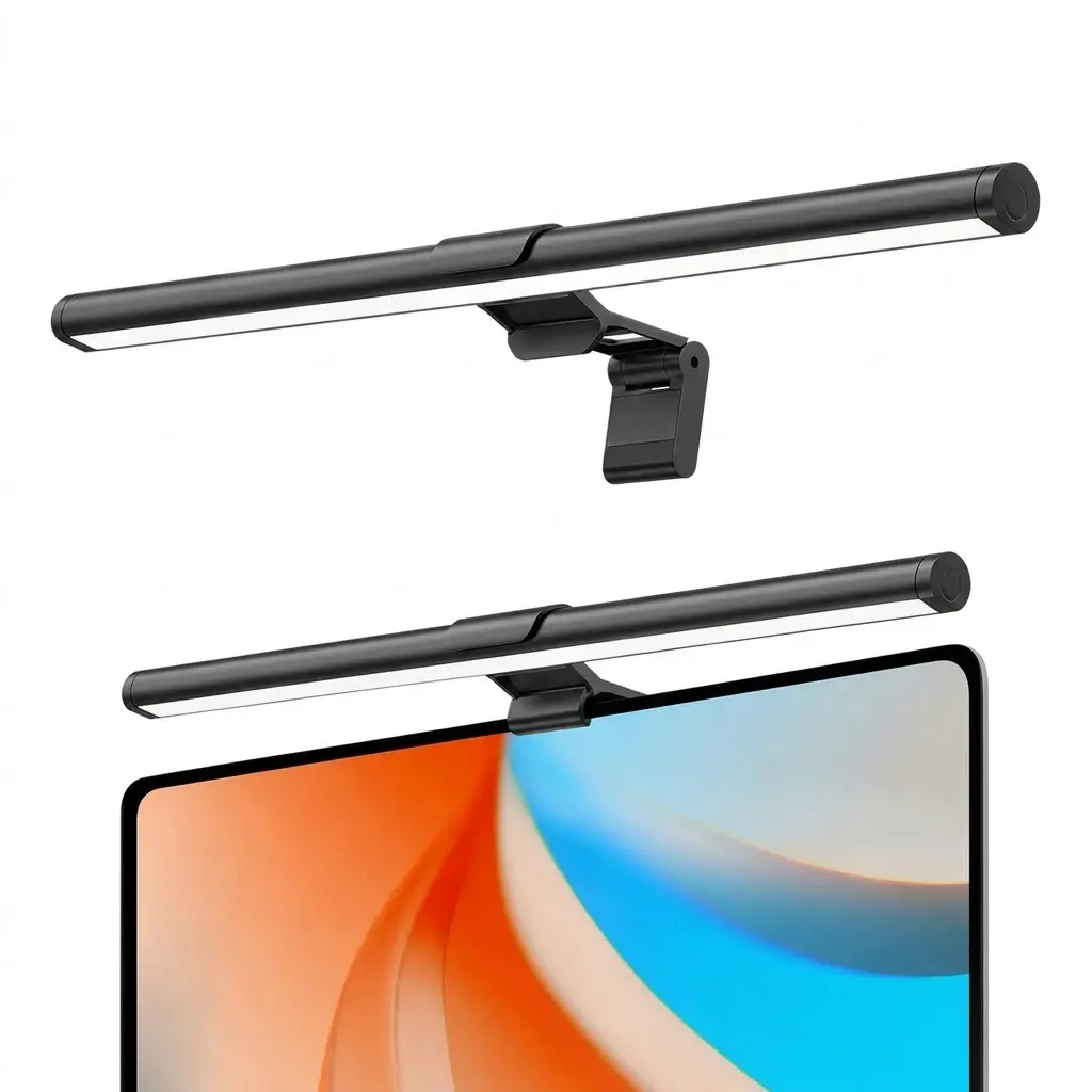 LED Lighted Adjustable Bar Computer Screen Lamp - USB Powered Eye Care Desk Lamp for Office, Home Office, Gaming, Dimmable Glare-Free Computer Accessory