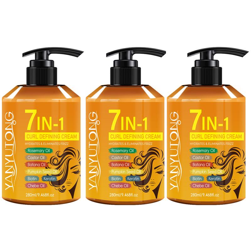 7-in-1 Curl Cream – Moisturizing and Nourishing Formula that Defines Natural Curls, Reduces Frizz, Softens Dry Hair, Enhances Shine and Elasticity, Easy Styling for Smooth and Manageable Curls, Suitable for Men and Women
