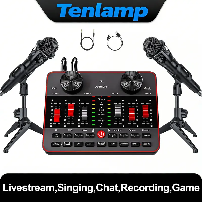Tenlamp G10+Bm800 Plug-and-Play Podcast Studio Kit - LCD