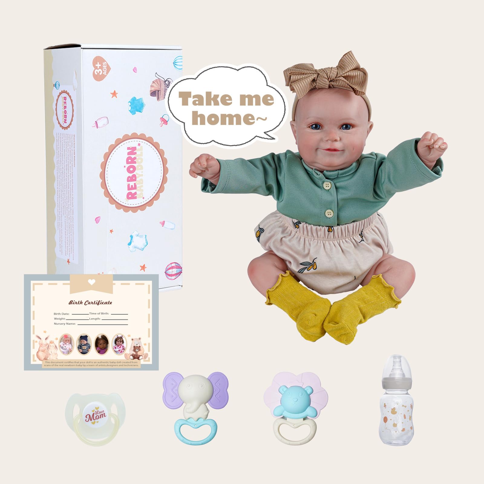 BABESIDE Reborn Baby Dolls, 20 Inch Cute Soft  Realistic-Newborn Baby Dolls Poseable Real Life Lifelike Baby Dolls w/Doll Accessories for 3+ Year Old Girls