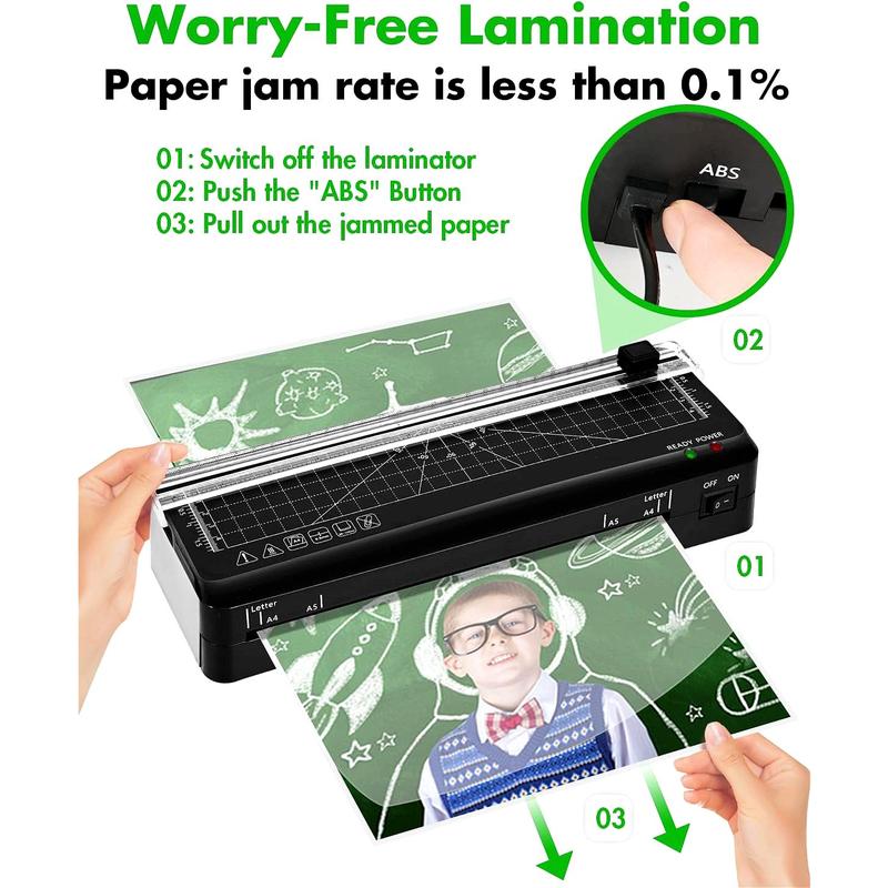4-IN-1 Portable A4 Laminator with 60s Warm-Up Precision Cutting & No Wrinkles Technology for Photos Docs Cards Compact Size Versatile Input Efficient Laminating Ideal for Home Office School