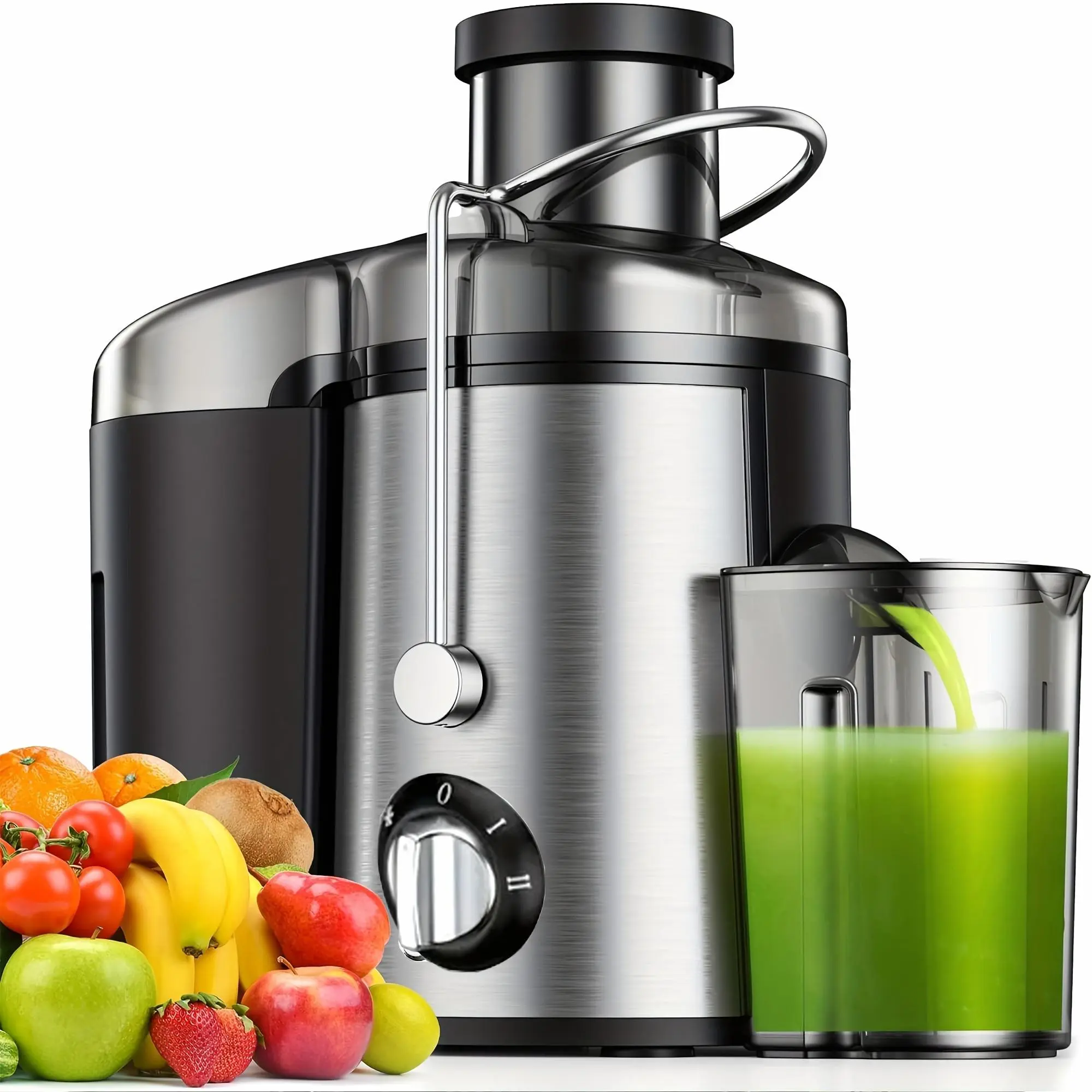 Centrifugal Juice Machine - 3-in Wide-Mouth Centrifugal Juicers, Countertop Blender Mixer Food Processor, 3 Variable Speeds, High Yield, Fast Juicing, Detachable, Easy to Clean Whole Fruit Juicer for Fruits & Vegetables, 3-Inch Wide-Mouth
