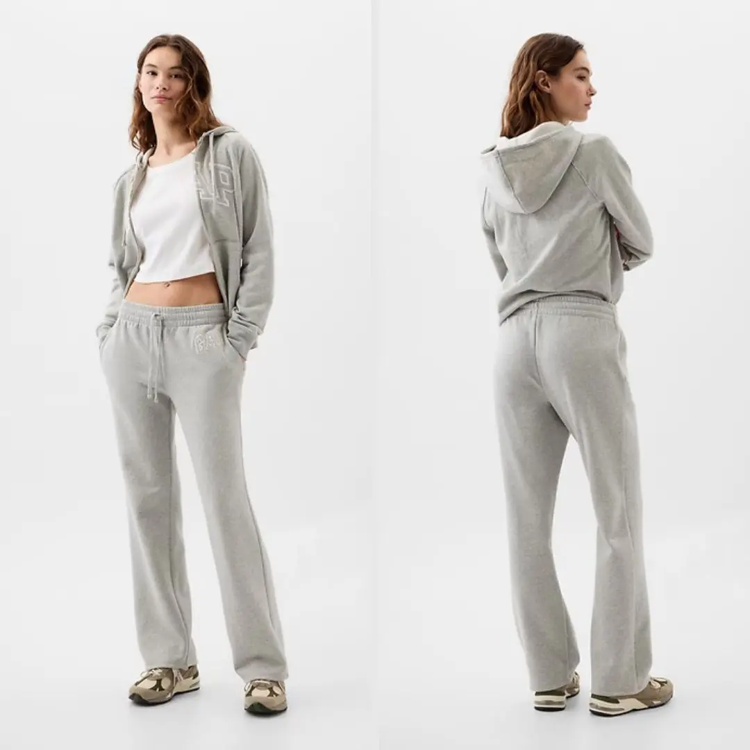 Lady's Gap Logo Straight Fleece Sweatpants, Women's Regular-Fit Bottoms with Flattering Hip and Leg Design