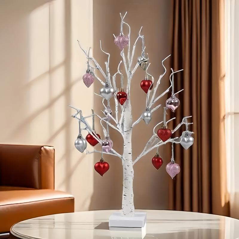 Heart-Shaped Birch Tree Lamp DIY Shaped Design for Table Lighting Heart Pendant Tree Ideal for Bedside Lamps in Bedrooms Romantic Living Room Atmosphere Decor Perfect for Birthday, Engagement, and Wedding Scenes