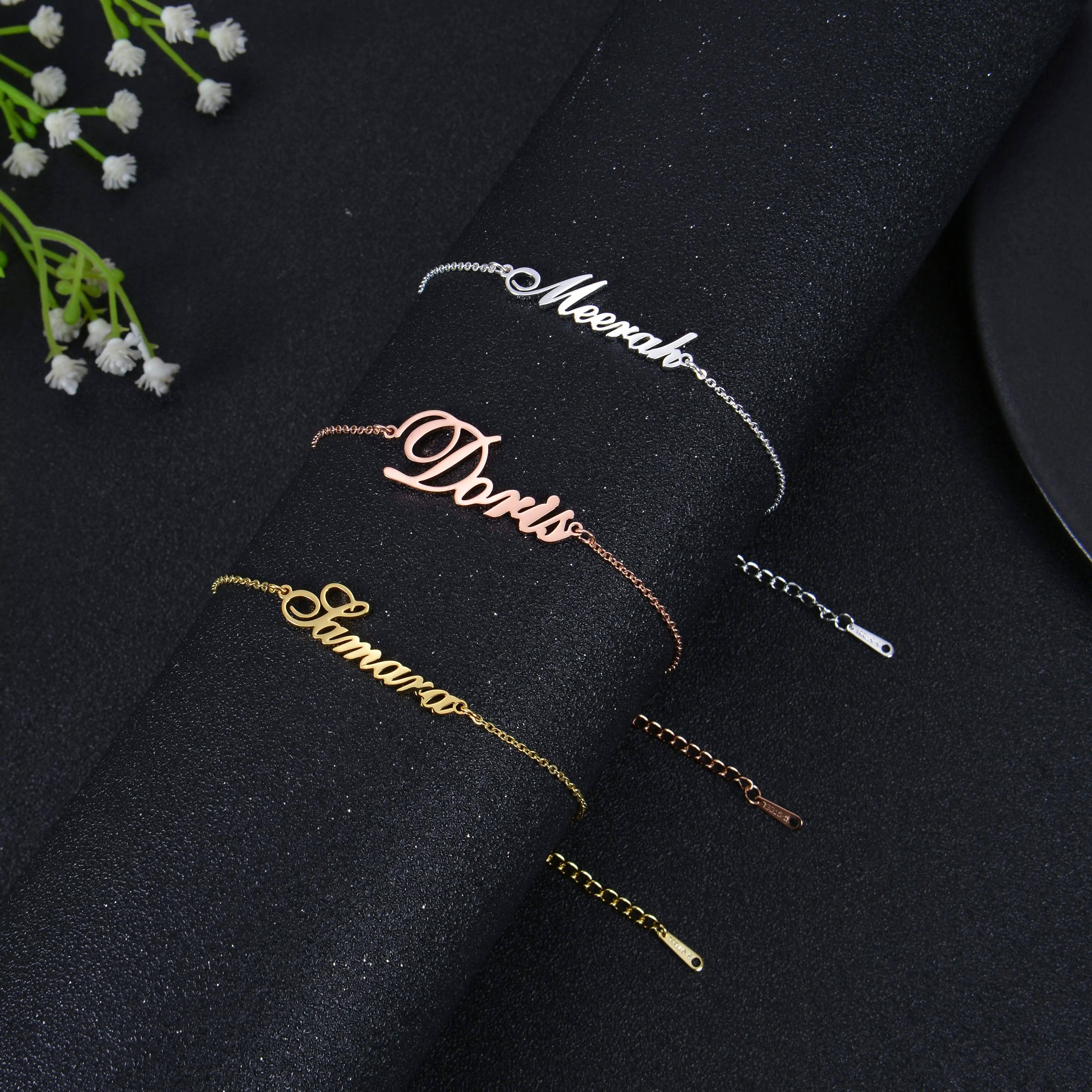 Personalized Adjustable Name Anklet in Cursive Font