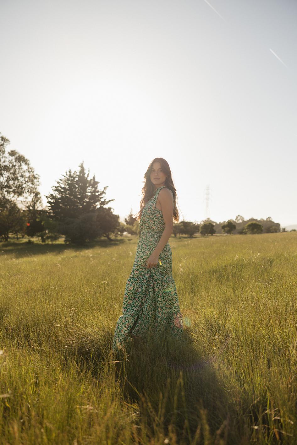 PrettyGarden Boho Chic Floral Maxi Dress - One Shoulder, Ruffle, Sleeveless, Flowing Summer Beach Wedding Guest Dress- Womenswear