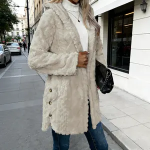 Autumn and winter women's jacquard thickhooded cardigan jacket, fashionable andversatile, casual and loose, soft and warmcardigan