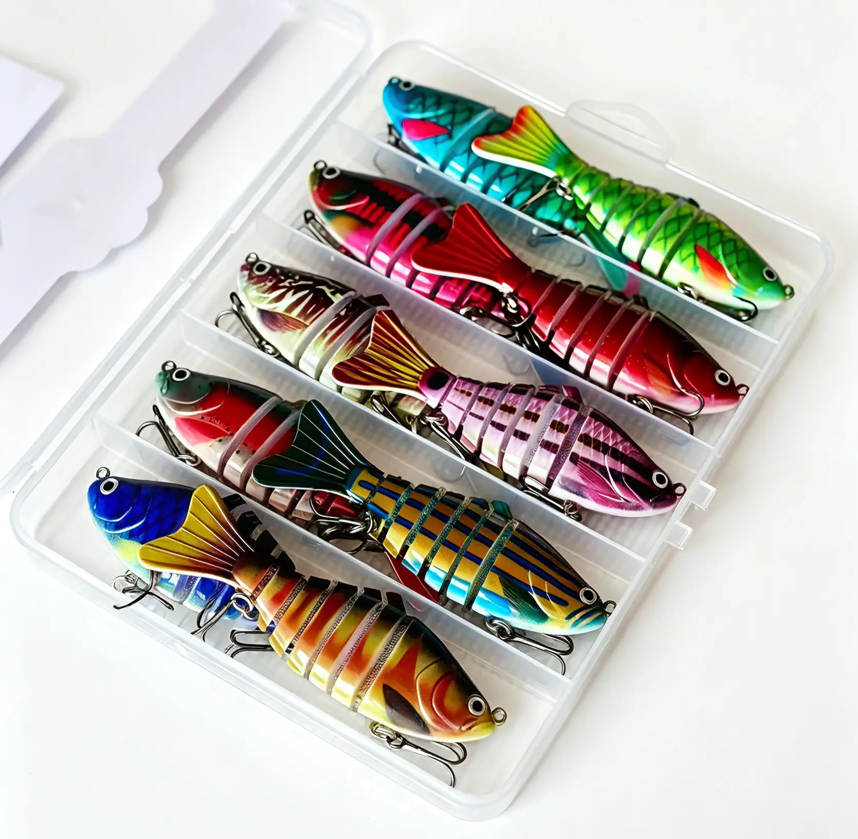 Multi-jointed swimming bait, suitable for both freshwater and saltwater, suitable for catching bass and pike. Outdoor fishing equipment. Bait imitation swimming posture fishing bait set. Made of plastic bait and metal reinforced hook bar.