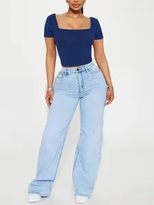 Make My Day Stretch Wide Leg Jeans - Light Wash Make My Day Stretch Wide Leg Jeans - Light Wash