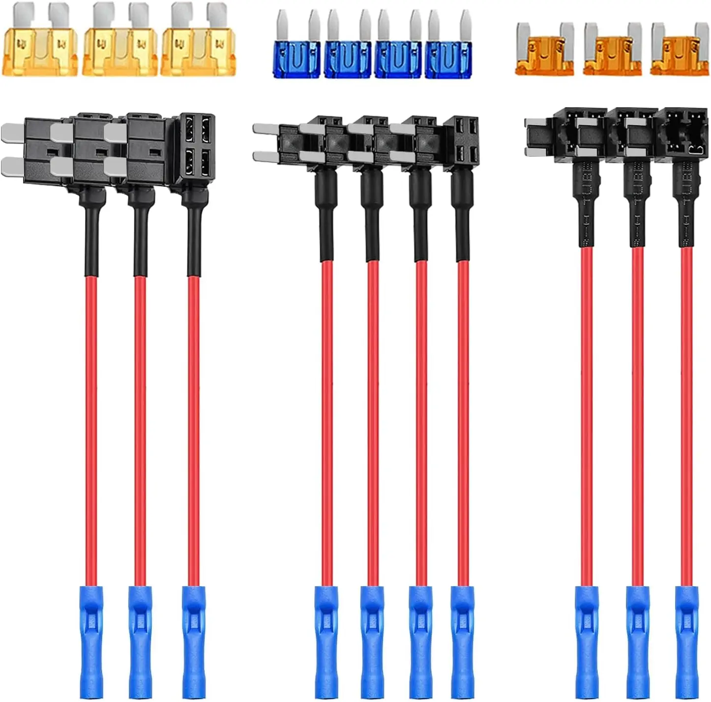 Nilight 12V Car Add-a-Circuit Adapter - Standard and Mini TAP Profile Blade, 10-Pack Holder for Cars, Trucks, Boats - 3 Types Vehicle Replacement Accessory, Accessories For Car,car accessories