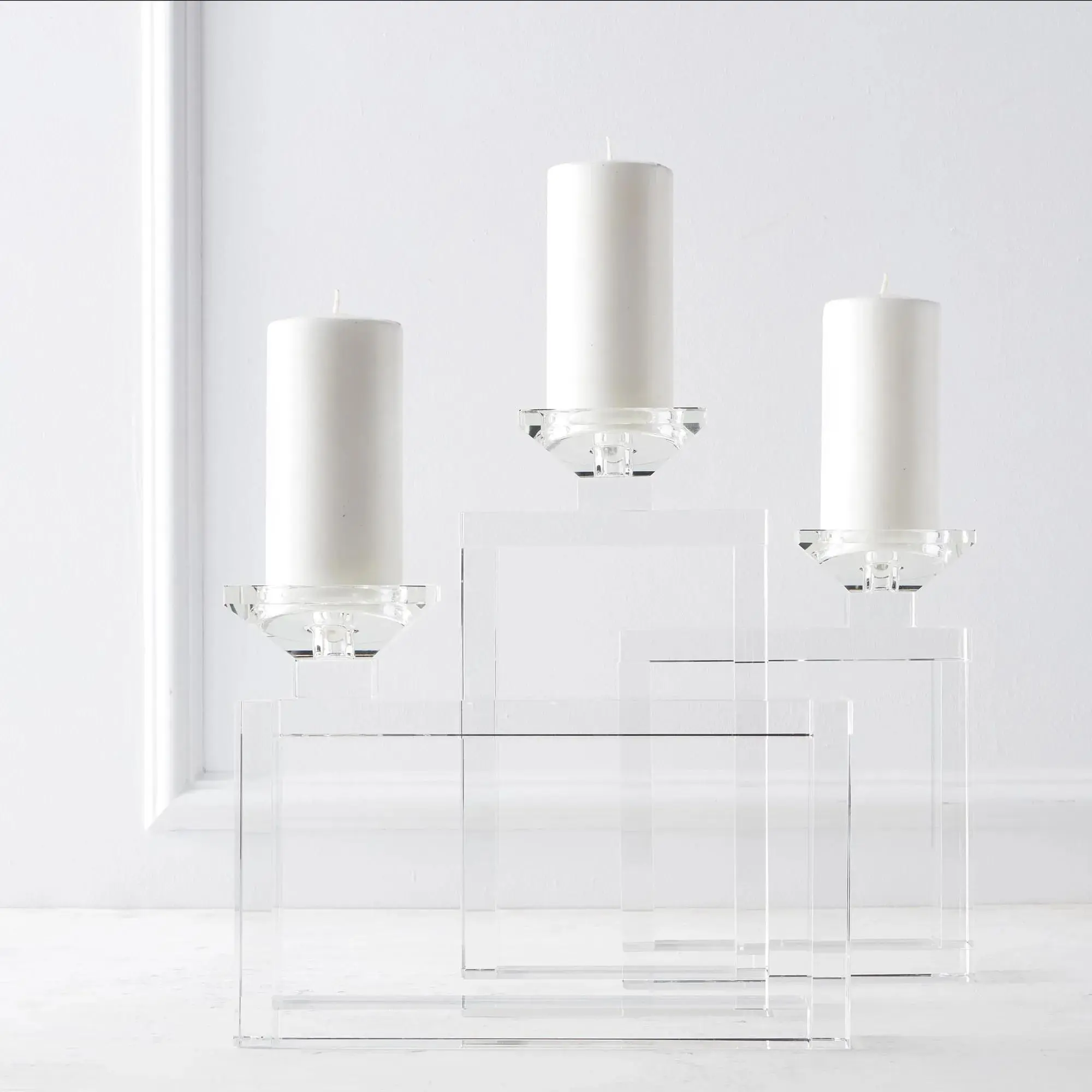 Z GALLERIE Linx Glass Geometric Pillar Candle Holder, Candle Stand for Room Decor, Home Accessory, Home Supply, Home Accessories, Candle Stands Decoration Items