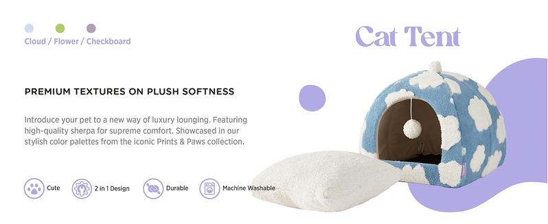 LESURE Cute Cat Beds for Indoor Cats - 2 in 1 Cat Cave Bed with Removable Washable Cushioned Pillow, Cozy Cat Tent House Design Pet Supplies Portable Blanket, Valentine’s Day Choice