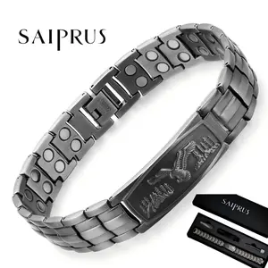 SAIPRUS Men's Bracelet - Adjustable pure copper magnetic bracelet, perfect gift. Electroplated surface. Effective magnet with a magnetic force of 3500 gauss. Gift box packaging. Stylish and modern accessory gift.
