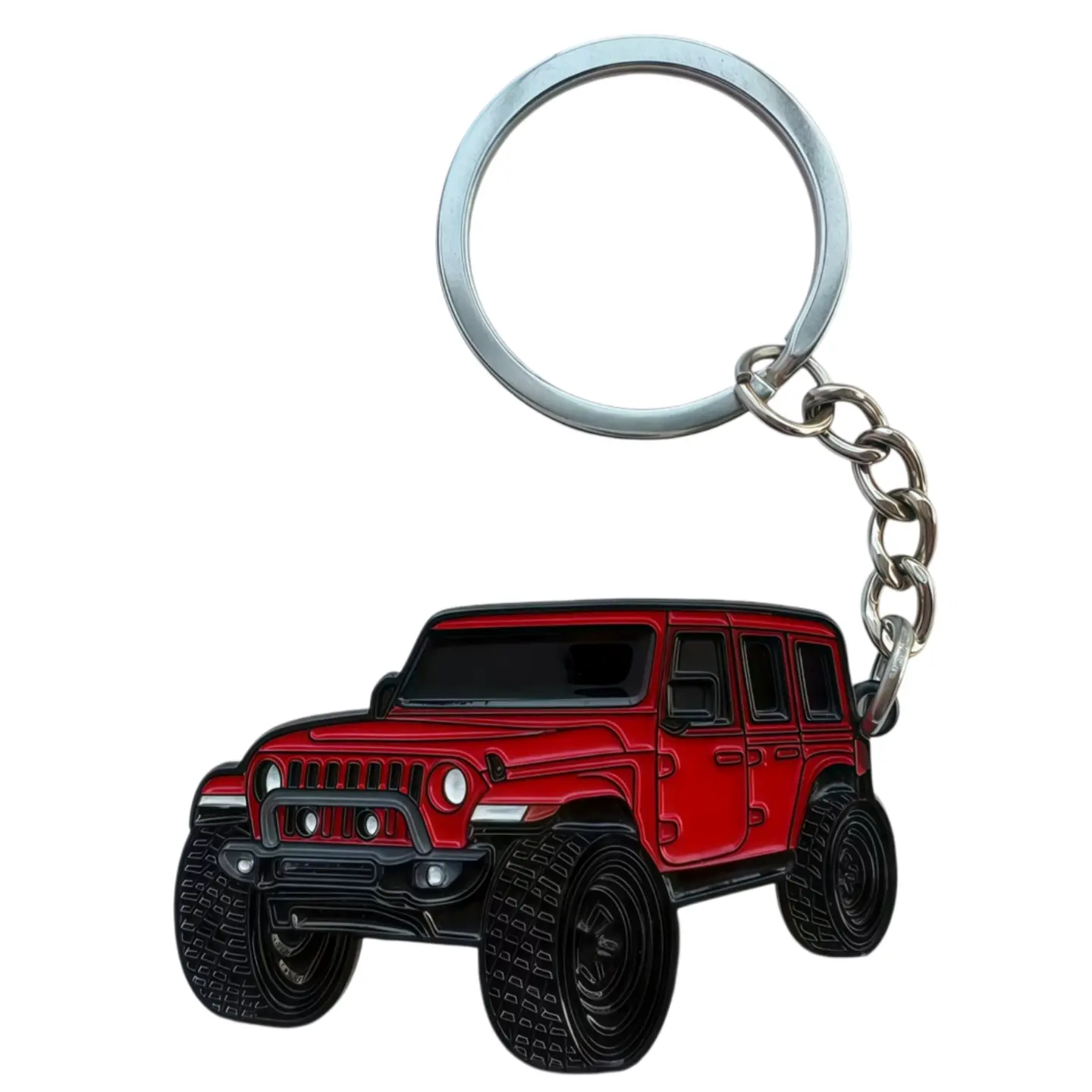 Heavy Duty Zinc Alloy Car Key Chain - 50×70mm Smooth Bright Double-Sided Enamel Metal Pendant Key Ring, Collectibles for Wrangler Owners, Automotive Interior Decor, Gifts