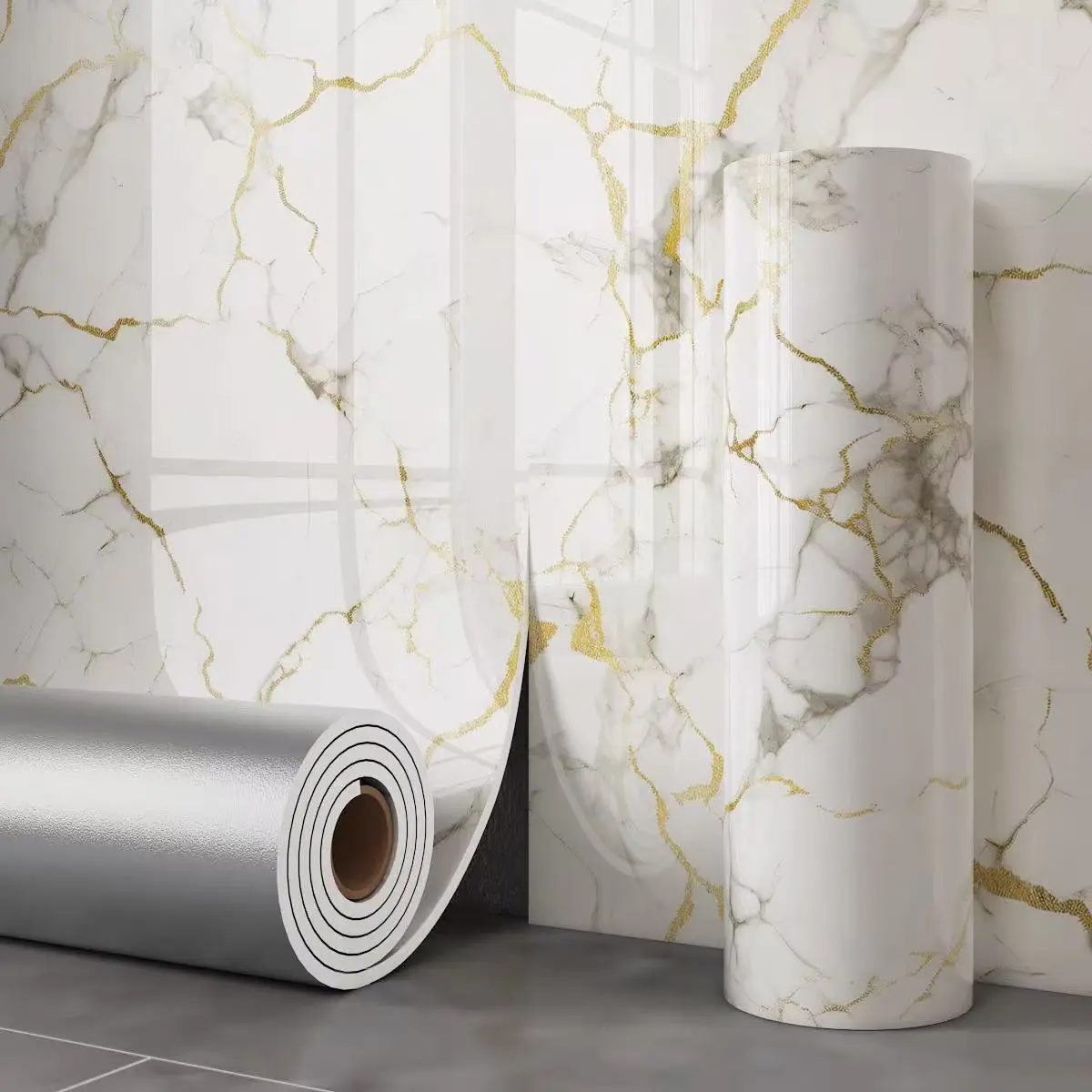Summerwins 3D Marble Pattern Decorative Peel-and-Stick Wallpaper Roll - Renters-Friendly, Cuttable, Waterproof, Durable, Oil-Resistant, Easy to Clean/Cut, Ideal for Kitchens/Bathrooms Decor