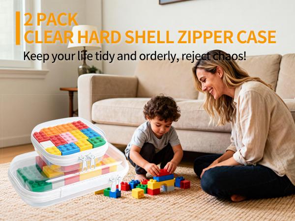 5PCS Clear Hard Shell Zippered Case, Diaper Bag Organizing Pouches, Waterproof Cosmetic Bag, Kid's Toy Strage Organizer Bins, Pencil Case, Christmas Storage Bins Clear Hard Shell Zippered Case, Diaper Bag Organizing Pouches, Waterproof Cosmetic Bag