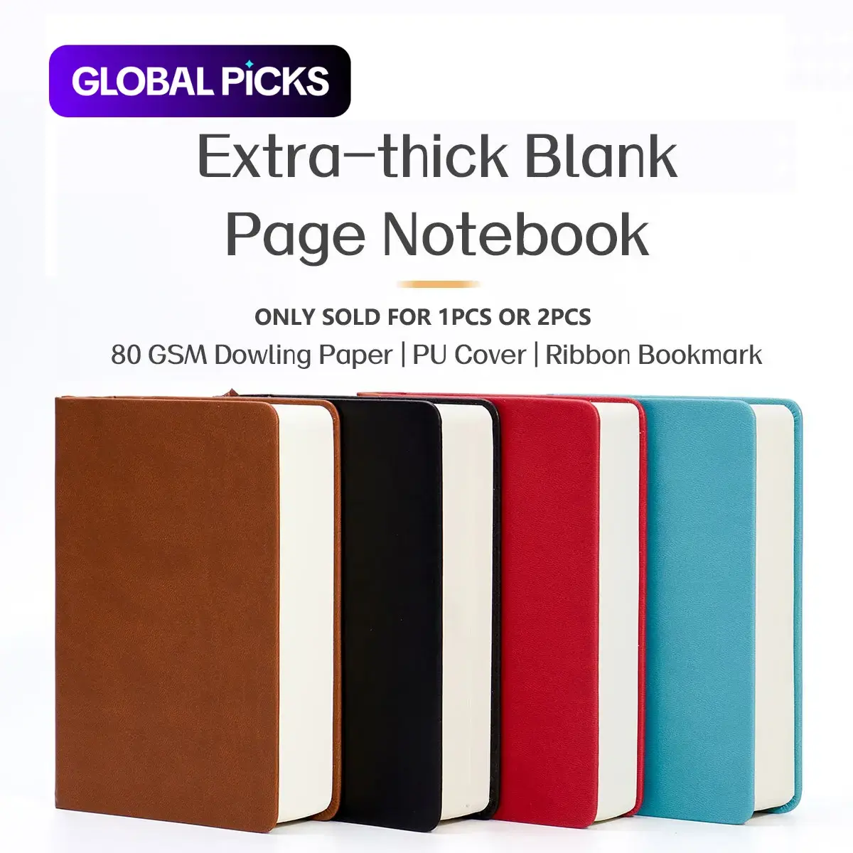 660 Pages Blank Paper Notebook, 1/2 Counts Solid Color Portable Art Sketch Book, Extra Thick Soft Leather Notebook for School Painting Home, Office Supplies