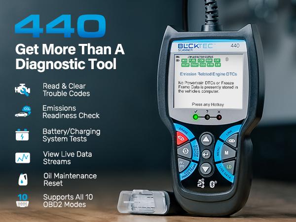 BLCKTEC 440 OBD2 Scanner - Car Code Reader & Scan Tool - Car Scanner - Helps Fix Check Engine Light Issues & More Multifunctional