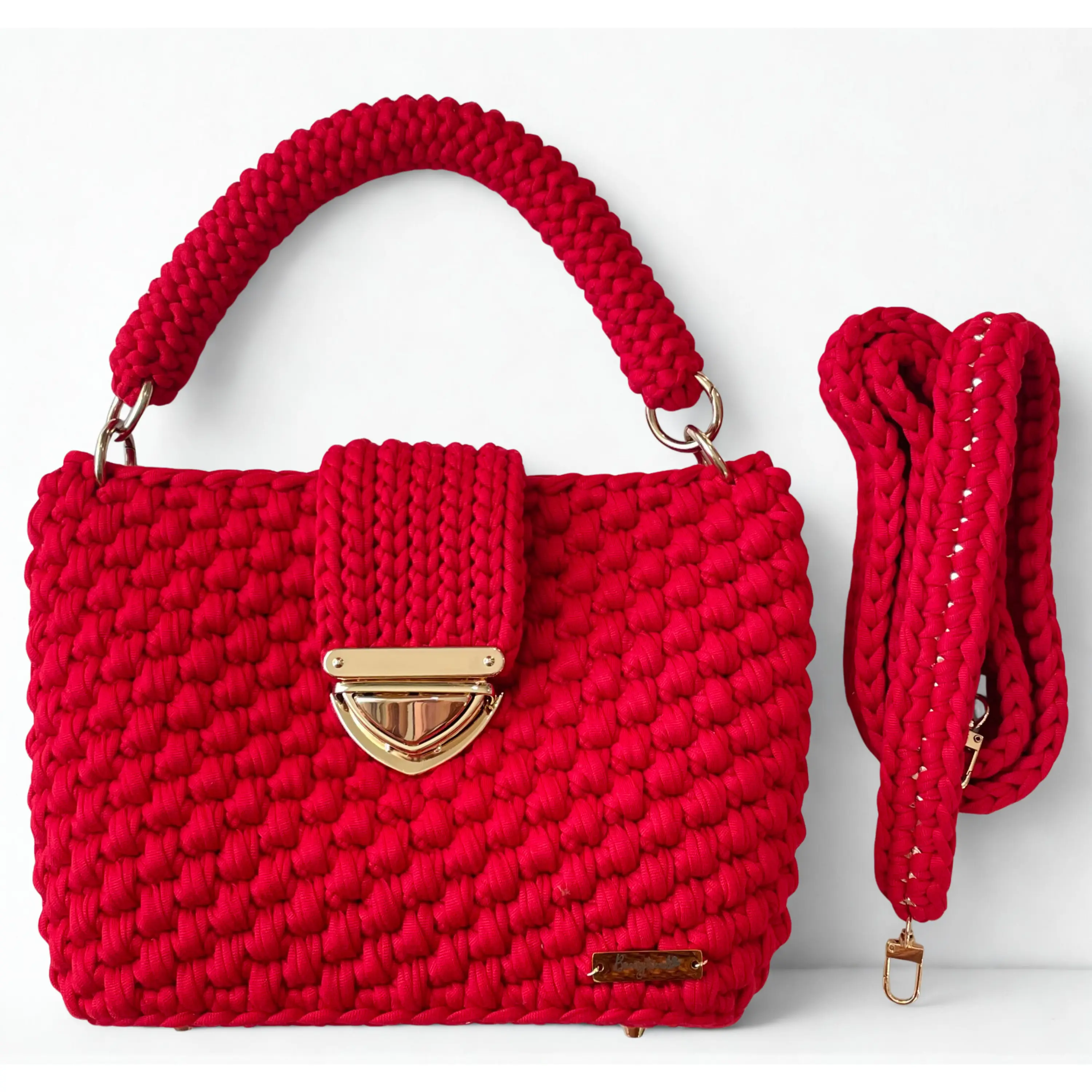 Red Crossbody Bag with Top Handle | Elegant Handmade Purse | leather bottom | Fully Lined | Gift for Her