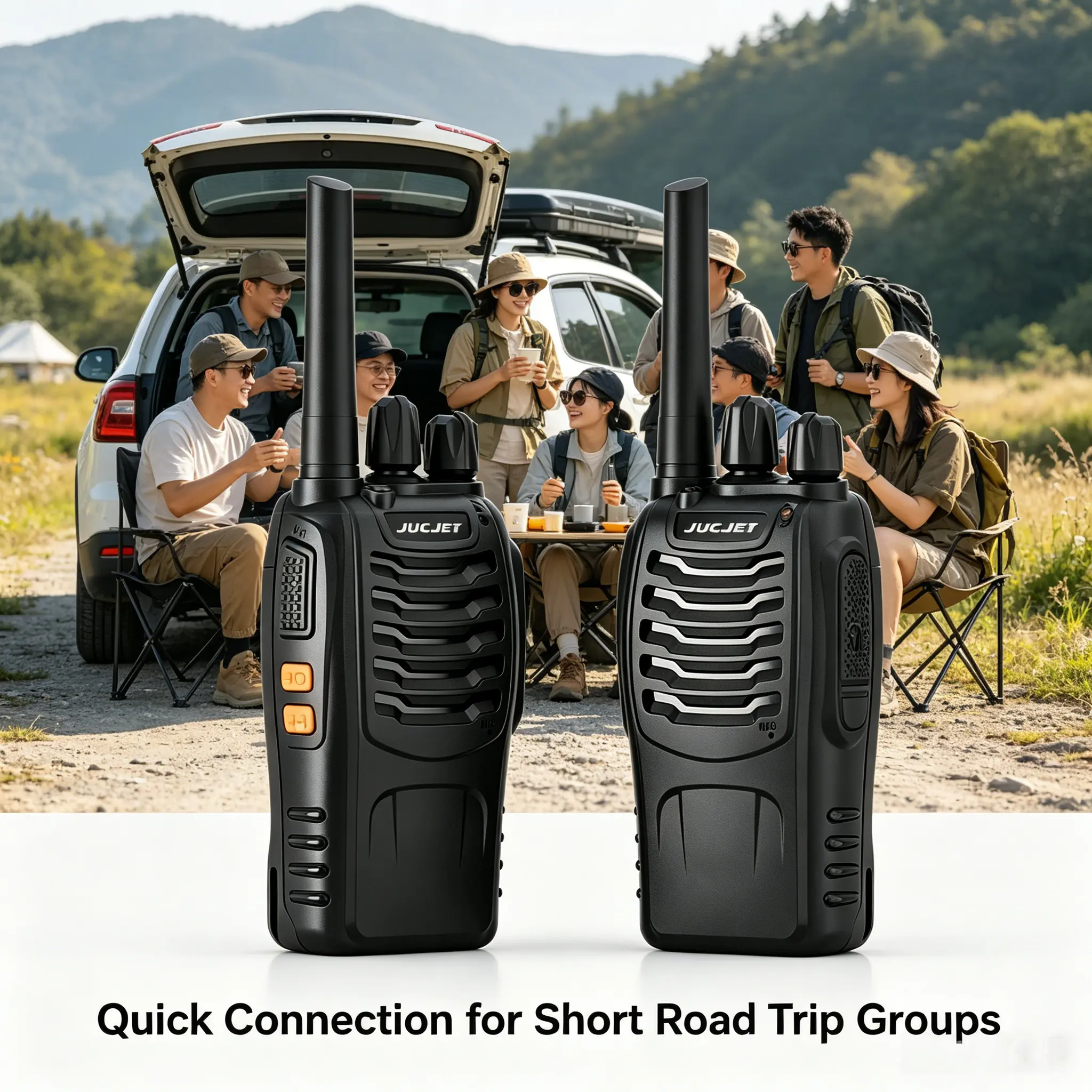 JUCJET 888S Professional Handheld 2-Way Radio, Durable Long Range Walkie Talkie with Rechargeable Battery, Audio Earpiece & USB Charger, Workplace Communication Device for Retail Safety, Durable Walkie Talkies, Long Range Walkie Talkies