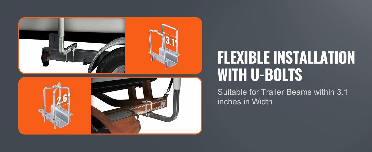 VEVOR Boat Trailer Guide with LED Illumination, TikTokShopBlackFriday, 20"-60"  Flexible Height Guide Poles, Pair of Corrosion-Resistant Steel Supports, Equipped with PVC Sleeves, Suitable for Ski, Fishing, or Sailboat Trailers