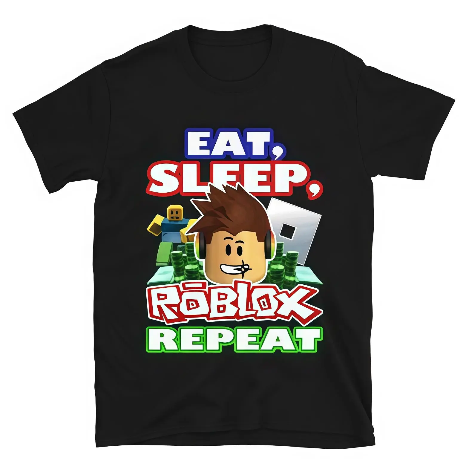 Eat Sleep Repeat Gaming Character Graphic T-Shirt
