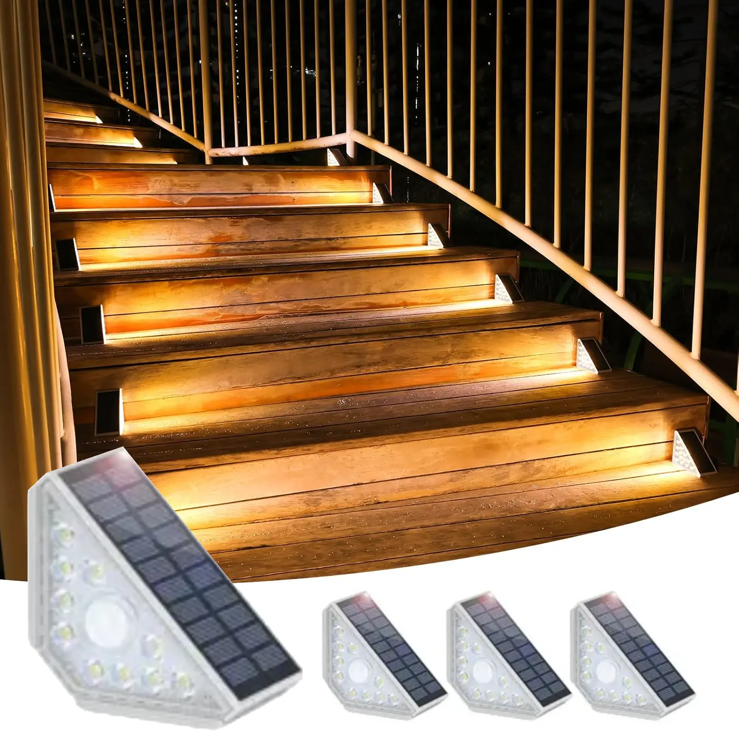 【On Sale】8/6/4 Pcs Solar Step Lights Outdoor,  Motion Sensor Outdoor Stair Lights Waterproof IP67, Solar Powered LED Outdoor Step Lights Decor for Yard Garden Porch Patio Pathway Deck, Warm White