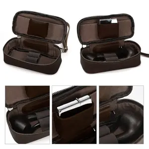 Wilderness Equipment Pack Vintage Genuine Leather Outdoor with Zipper Storage bag for Men Grooming bag Razor Bag Travel Handbag wrist Accessory Storage Bag Outdoor