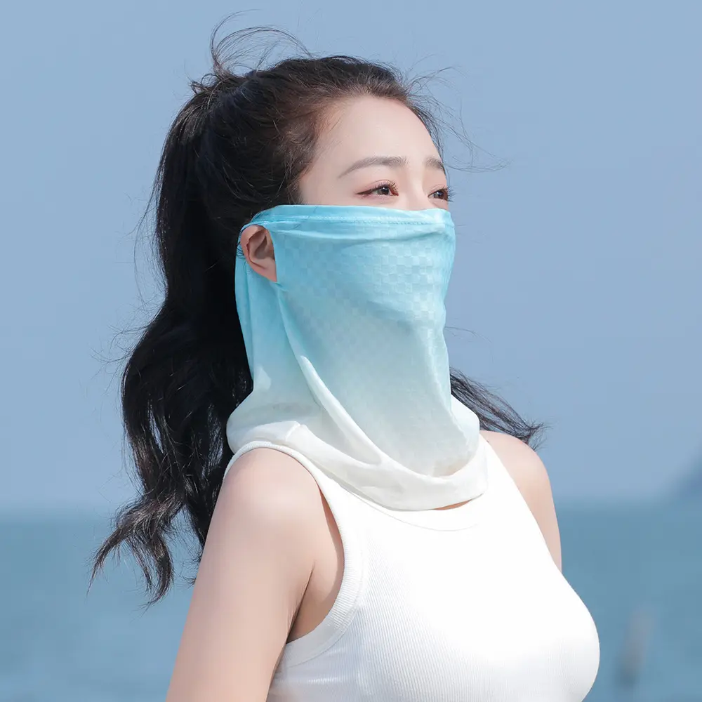Women's Summer Sunscreen Veil, Breathable Ice Silk Face Mask for Sun Protection, Cycling Sunshade, UV Protection Ear-Hanging Face Scarf