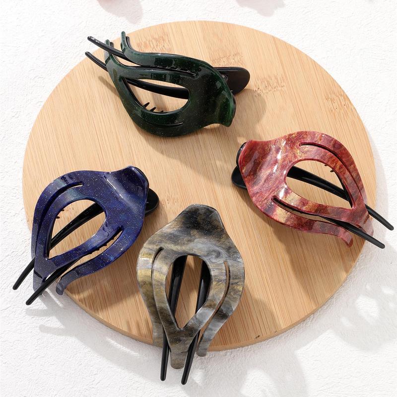 4Pcs French Concord Curved Hair Clips Fashion Elegant Hair Claws for Thin Thick Hair Strong Hold Clips for Women Girls