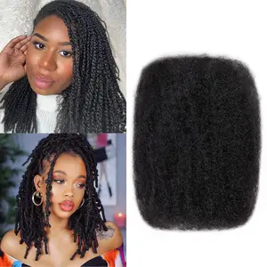 Afro Kinkys Bulk Human Hair 10-14 Inch 3 Bundles Afro Kinky-Curly Human Hair Bulk for Twist Dreadlock Extensions Locs Repair Locs Afro kinkyhair For Braiding Twist Braids Afro Human Hai