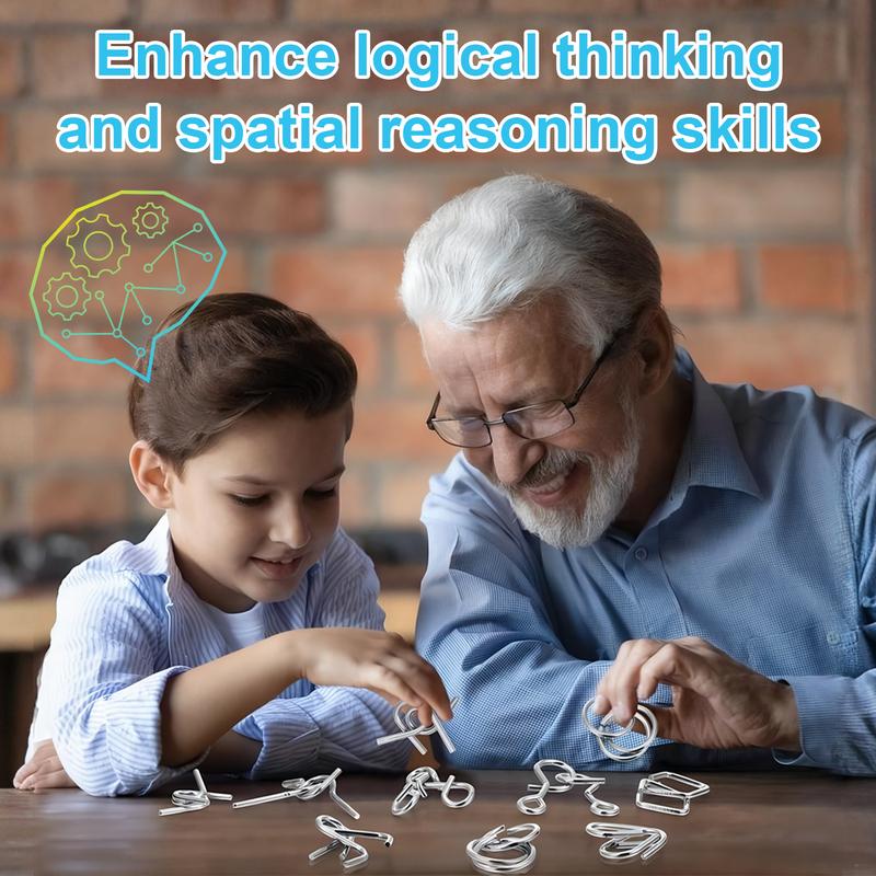 24pcs Metal Wire Puzzle Set, Brain Teaser IQ Test Disentanglemen Iron Link Unlock Interlock Game Ring Magic Trick for Party Favor Kids Adults Challenge, Holiday Gift Ideas