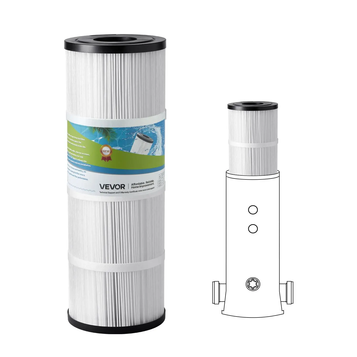 【SummerFinds】VEVOR Pool Filter Cartridge, 50 Sq. Ft Spa Hot Tub Filter Cartridge Replacement, Compatible with Hayward C500, CX500-RE, Pleatco, Secure for Kids & Pet, Trilobal Pleated, Easy to Clean