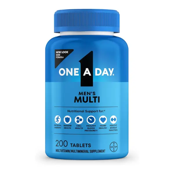 1 A Day Men's Multivitamin Tablets - Daily Supplement with Vitamin D, Zinc, Folic Acid, B Vitamins, Physical Energy & Metabolism Support, 200 Count, Tablet