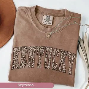 Leopard Kentucky T-Shirt, Vintage Kentucky State Graphic Tee, Trendy Animal Print Kentucky Shirt, College Town Spirit Shirt, University Student Gift, Kentucky Sports Fan Tee, Southern Aesthetic Shirt, Made In USA