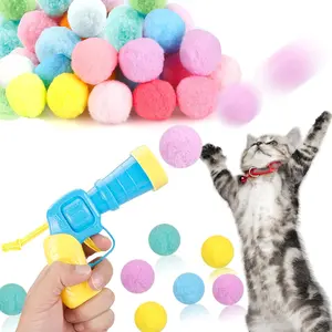 Cat Ball Launcher Gun Toy with 30 Plush Balls